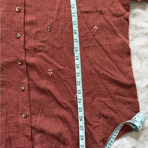 Koret Red Boxy Button Down Shirt with Notched Collar - Picture 4 of 5